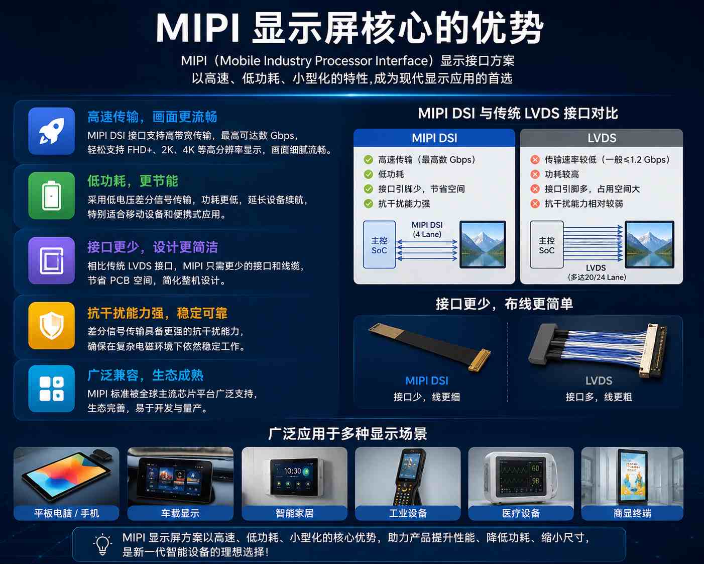 MIPI显示屏幕有哪些优点？为什么很多小尺寸LCD工业液晶屏会选择MIPI